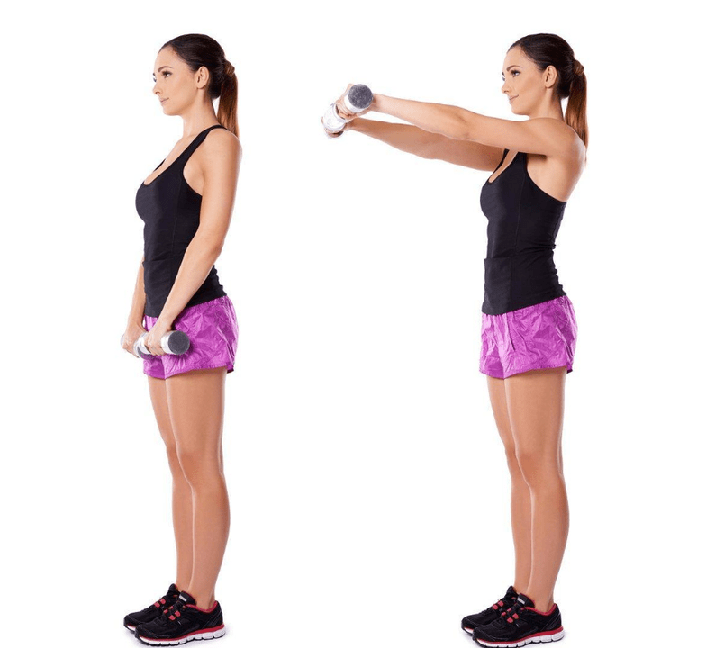 Balance os brazos cara adiante para agrandar os peitos